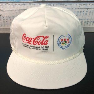 NWT 1992 Vintage Coca Cola Olympics Baseball Cap Hat Snapback Rope Brim Promo